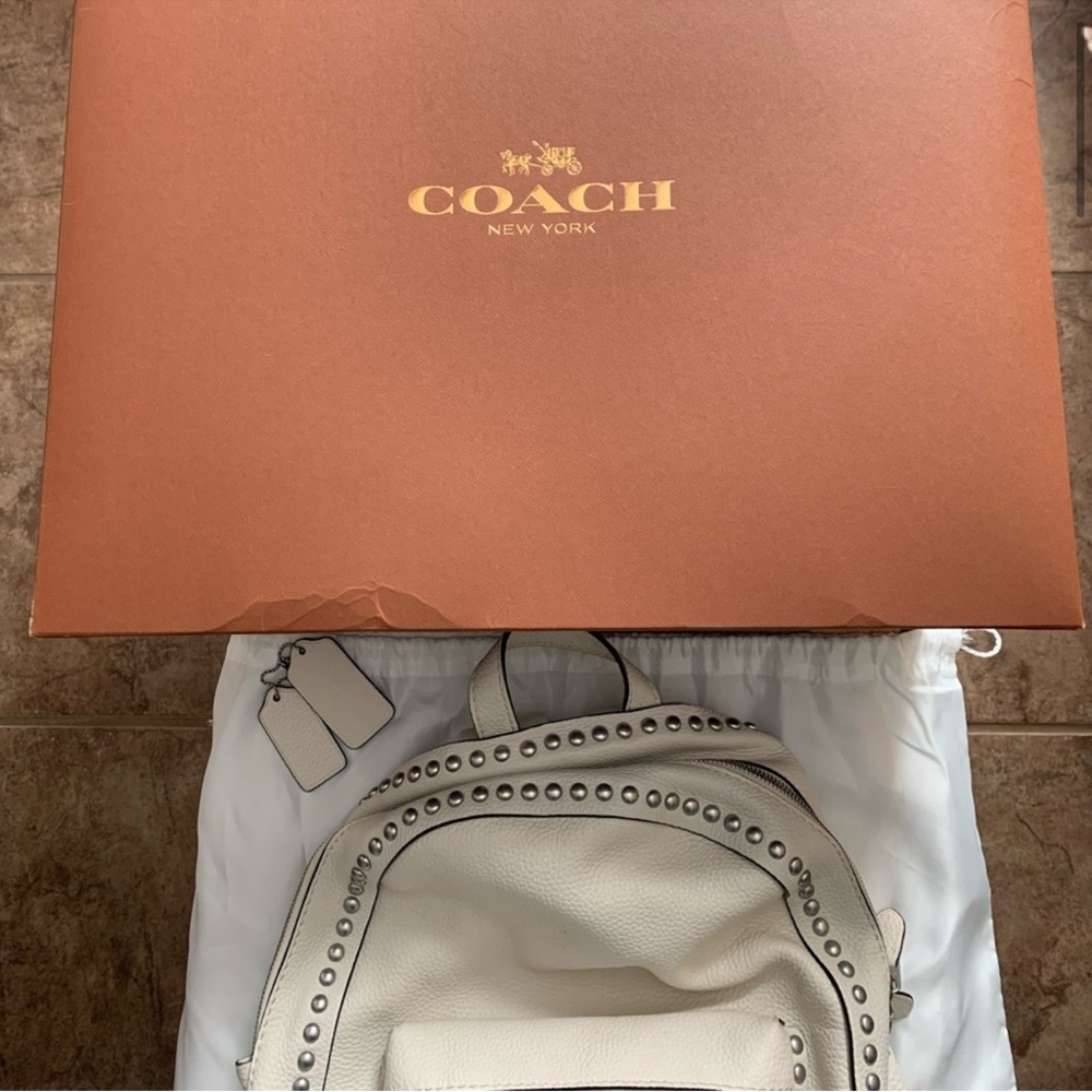 Coach Cream Leather studded backpack (with all original packaging) - Picture 6 of 11